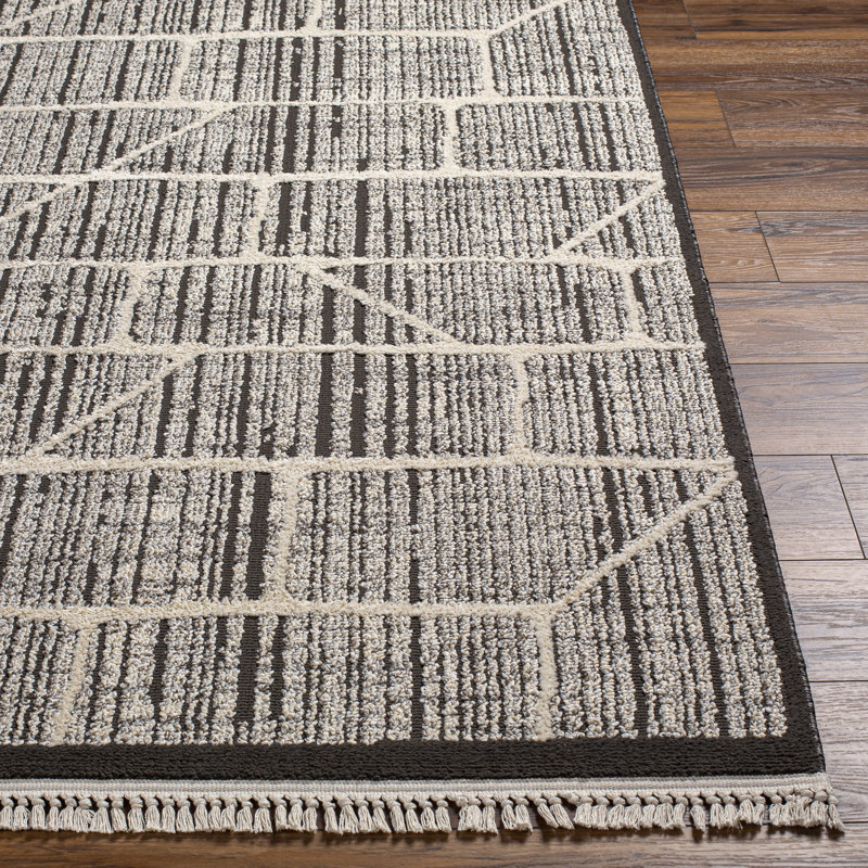 Foundry Select Sohom Moroccan Black and Cream Area Rug | Wayfair